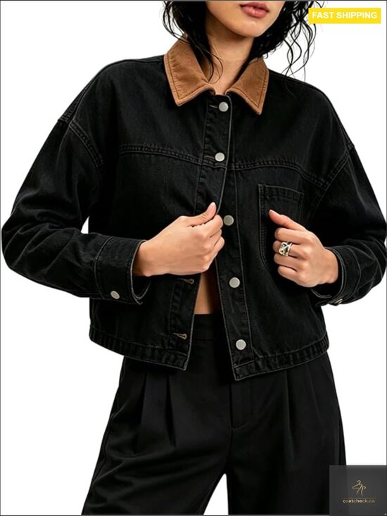 Jackets & Blazers - Cropped Oversized Denim Jacket Color Block Patchwork Boxy Fun Festival Wear